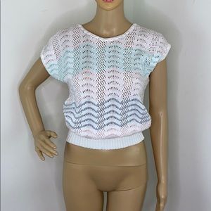 Vintage Knit Pink & White Sweater